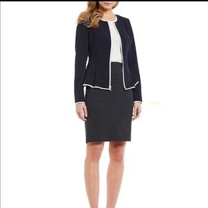 Contrast Pipe Trim Zip Front Peplum Pleated Jacket